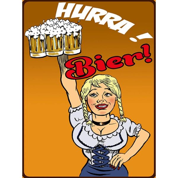 Vianmo Insegna In Legno 40X30 Cm Pinup Hurra! Bier-image