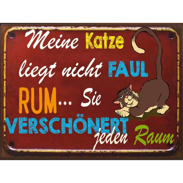 Vianmo Insegna In Legno 30X40 Cm Meine Katze Liegt Nicht Faul Rum-image