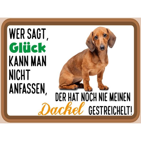 Vianmo Insegna In Legno 30X40 Cm Wer Sagt GlüCk Dackel Hund-image
