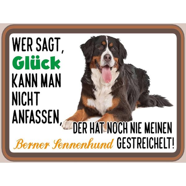 Vianmo Insegna In Legno 30X40 Cm Wer Sagt GlüCk Berner Sennenhund-image