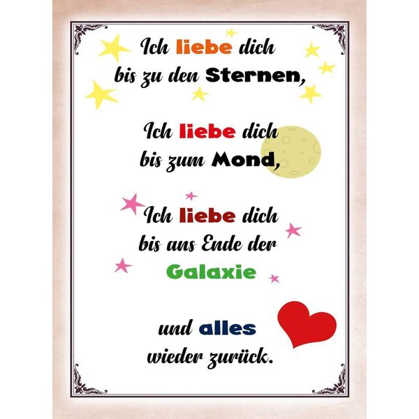 Vianmo Insegna In Legno 40X30 Cm Ich Liebe Dich Bis Zu Den Sternen-image