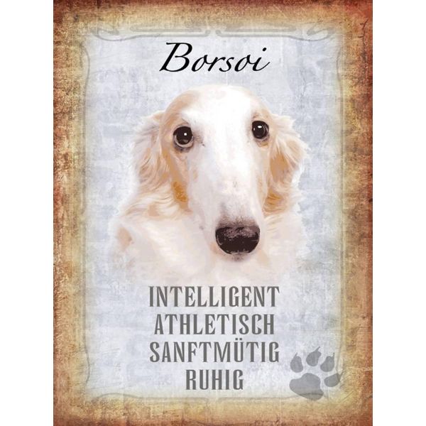 Vianmo Insegna In Legno 40X30 Cm Borsoi Hund Athletisch-image