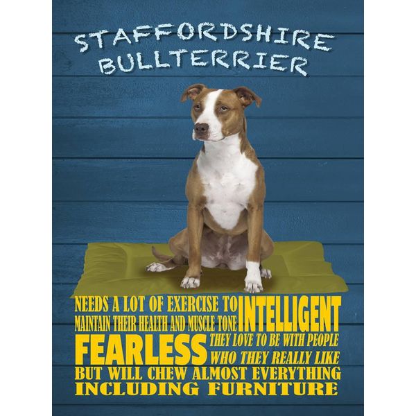 Vianmo Insegna In Legno 40X30 Cm Staffordshire Bullterrier Hund-image