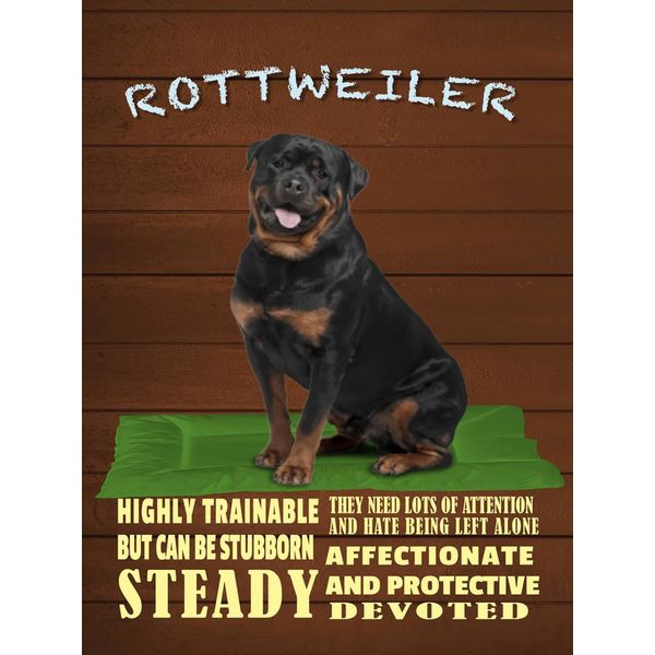 Vianmo Insegna In Legno 40X30 Cm Rottweiler Hund Highly Trainable-image