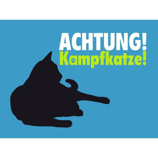 Vianmo Insegna In Legno 30X40 Cm Achtung Kampfkatze Katze Blau-image