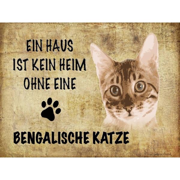 Vianmo Insegna In Legno 30X40 Cm Bengalische Katze-image