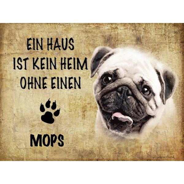 Vianmo Insegna In Legno 30X40 Cm Mops Hund-image