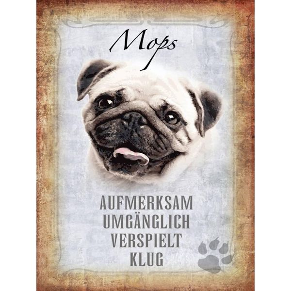 Vianmo Insegna In Legno 40X30 Cm Mops Hund-image