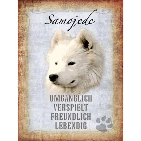 Vianmo Insegna In Legno 40X30 Cm Samojede Hund-image