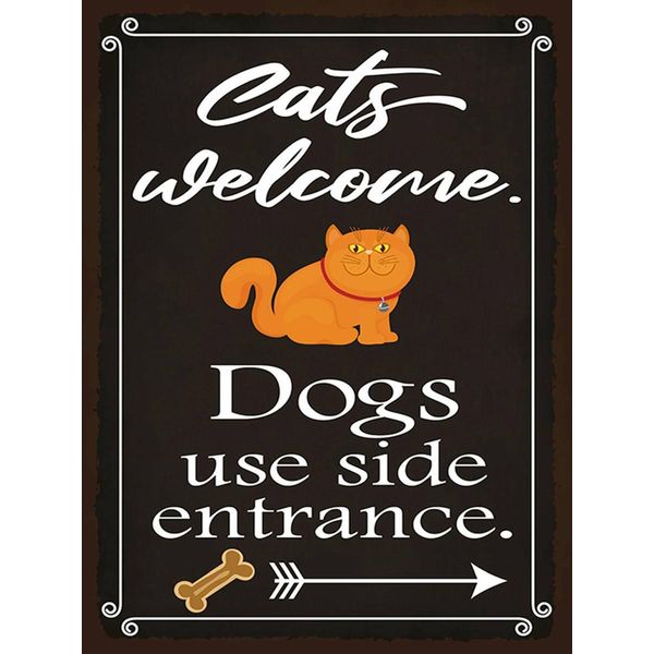 Vianmo Insegna In Legno 40X30 Cm Cats Welcome Dogs Use Side-image