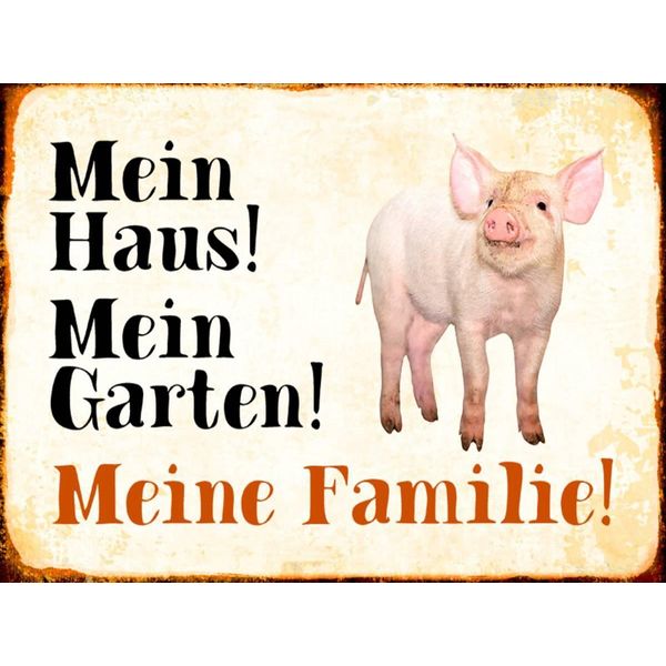 Vianmo Insegna In Legno 30X40 Cm Tiere Schwein Mein Haus Garten Familie-image