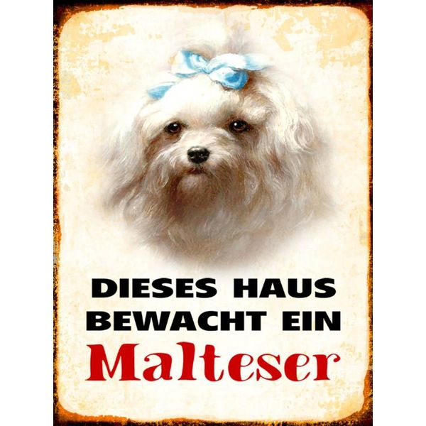 Vianmo Insegna In Legno 40X30 Cm Hund Dieses Haus Bewacht Ein Malteser-image