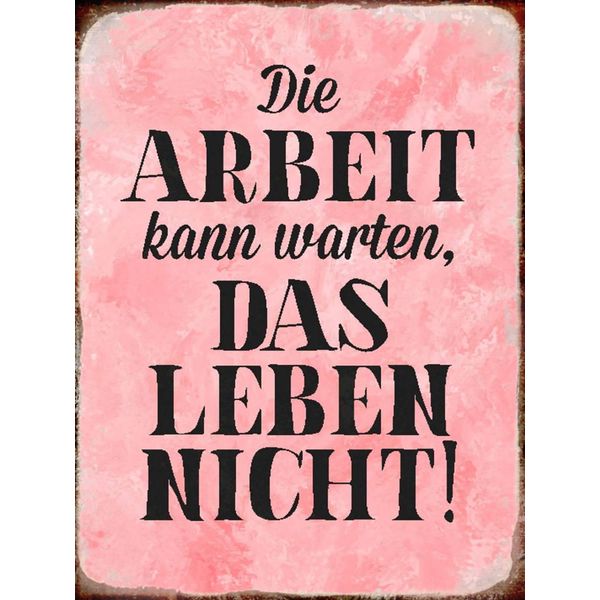 Vianmo Insegna In Legno 40X30 Cm Arbeit Kann Warten Leben Nicht-image