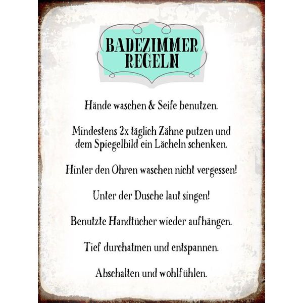 Vianmo Insegna In Legno 40X30 Cm Badezimmer Regeln HäNde Waschen-image