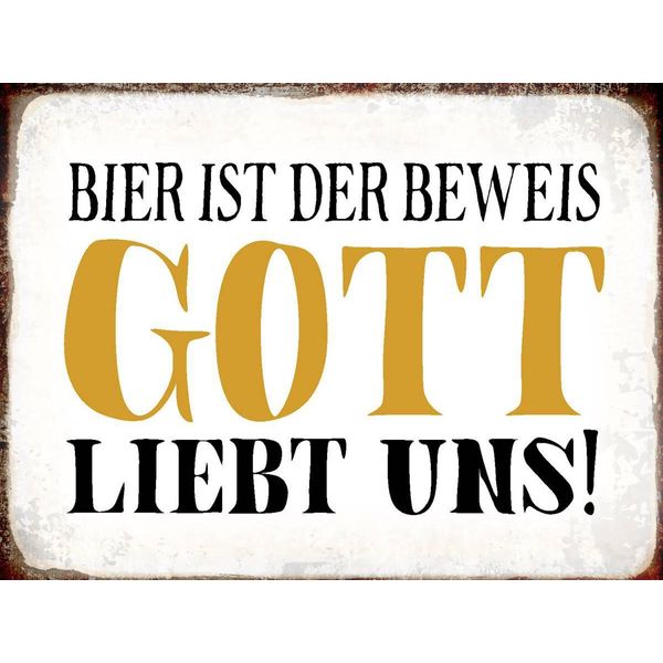 Vianmo Insegna In Legno 30X40 Cm Bier Ist Beweis Gott Liebt Uns-image