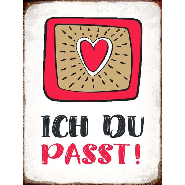 Vianmo Insegna In Legno 40X30 Cm Ich Du Passt Herz Liebe-image