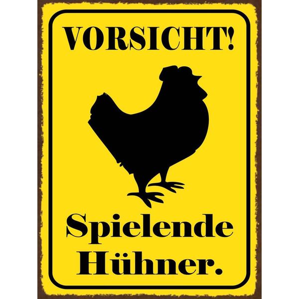 Vianmo Insegna In Legno 40X30 Cm Vorsicht Spielende HüHner-image