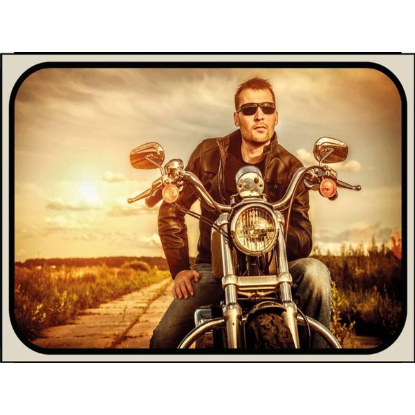 Vianmo Insegna In Legno 30X40 Cm Motorrad Mann Man Sonnenuntergang-image