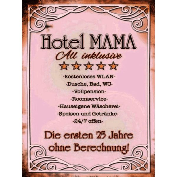 Vianmo Insegna In Legno 40X30 Cm Hotel Mama All Inklusive 24/7-image