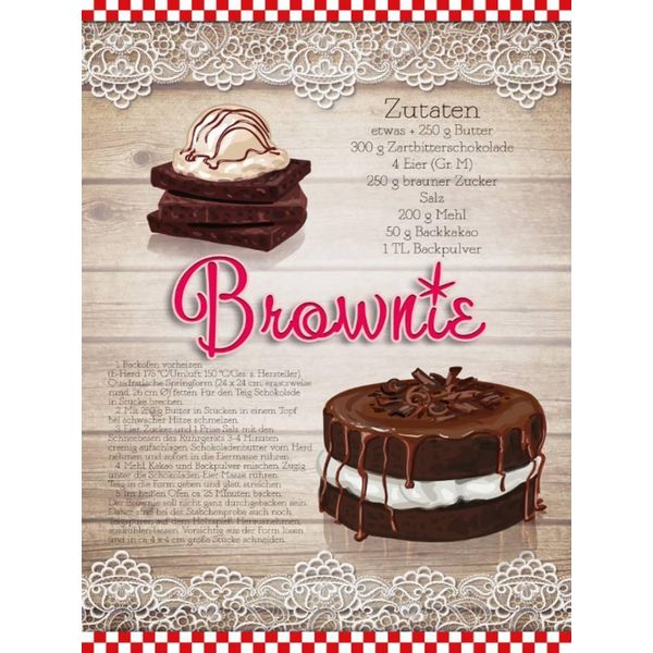 Vianmo Insegna In Legno 40X30 Cm Rezept Brownie Zutaten 250G Butter-image