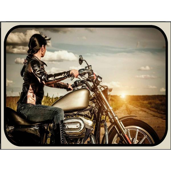 Vianmo Insegna In Legno 30X40 Cm Motorrad Frau Girl Sonnenaufgang-image