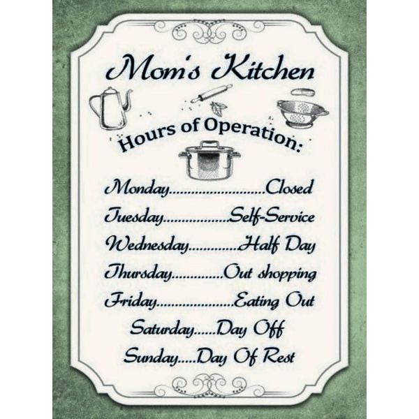 Vianmo Insegna In Legno 40X30 Cm Mom`S Kitchen Hours Operation-image