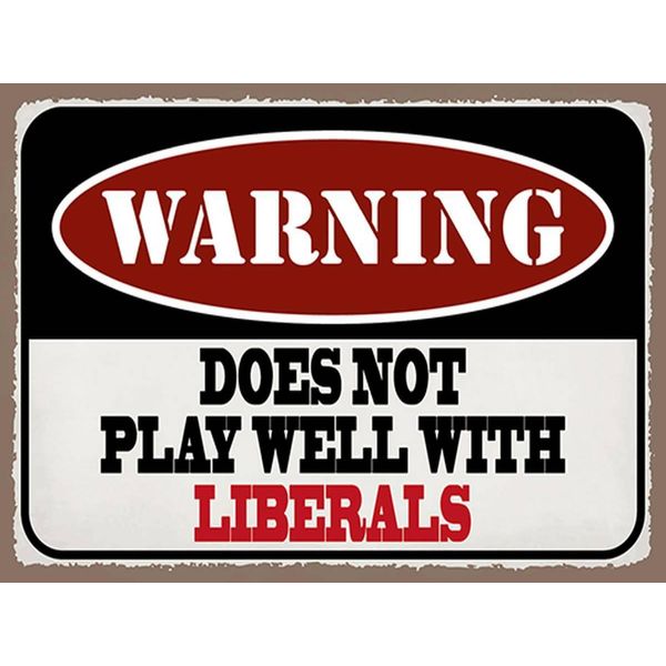 Vianmo Insegna In Legno 30X40 Cm Warning Does Not Play With Liberals-image