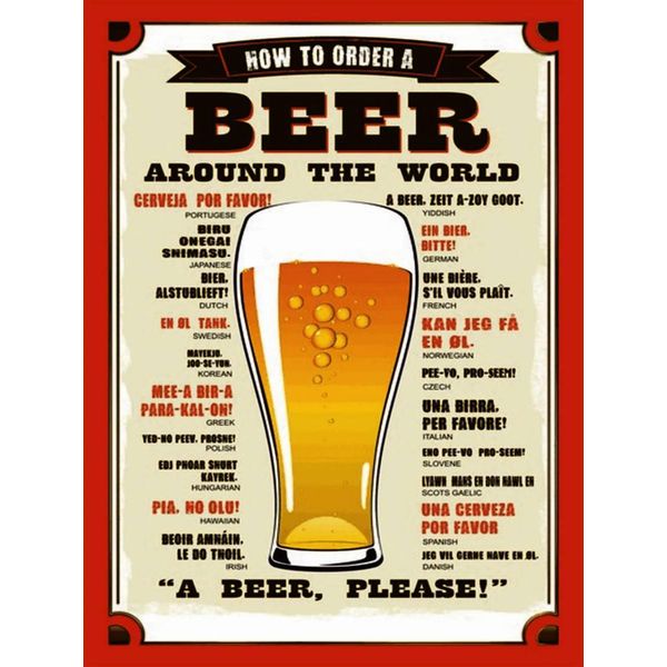 Vianmo Insegna In Legno 40X30 Cm Bier Beer Around The World Beer Please-image