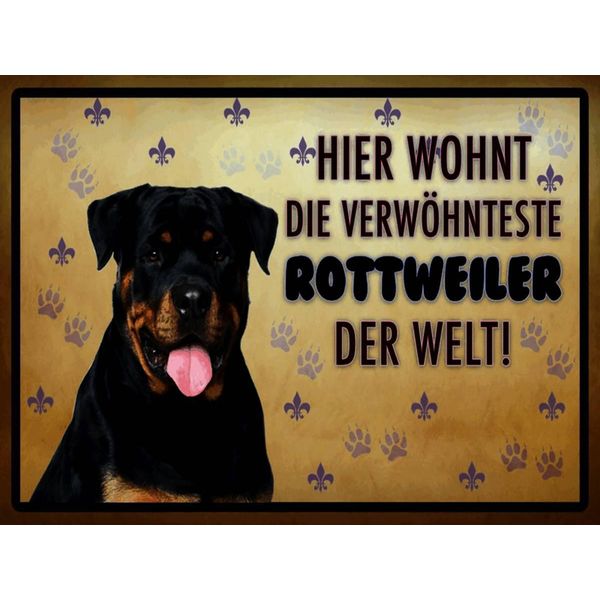 Vianmo Insegna In Legno 30X40 Cm Hund Hier Wohnt Die Rottweiler-image