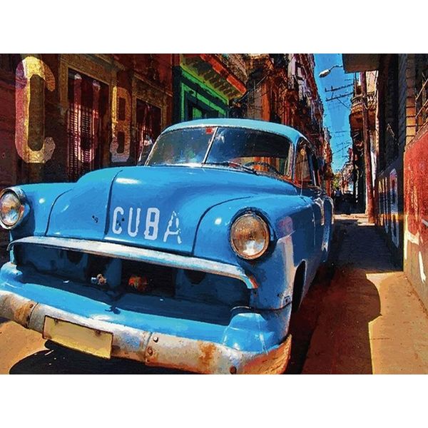 Vianmo Insegna In Legno 30X40 Cm Kuba Auto Blauer Oldtimer-image