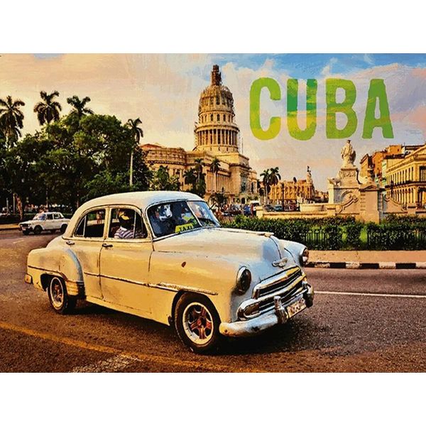 Vianmo Insegna In Legno 30X40 Cm Cuba Auto WeißEr Oldtimer-image