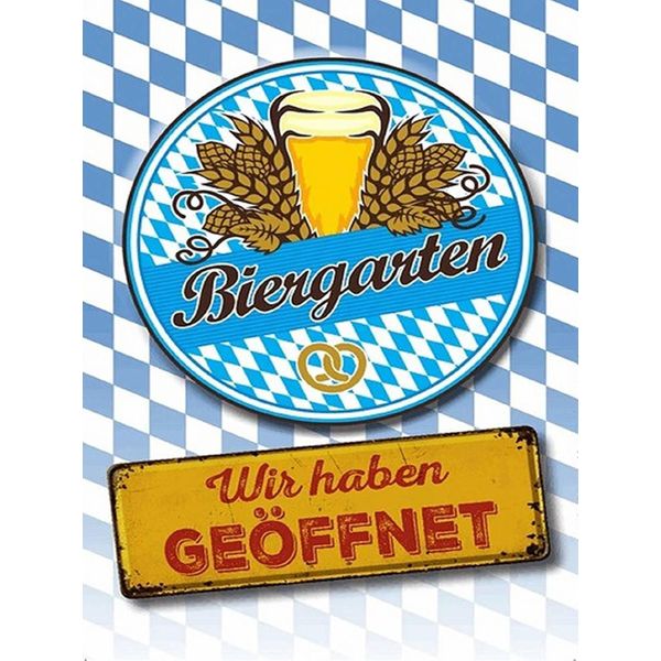 Vianmo Insegna In Legno 40X30 Cm Bayern Biergarten Wir Haben GeöFfnet-image