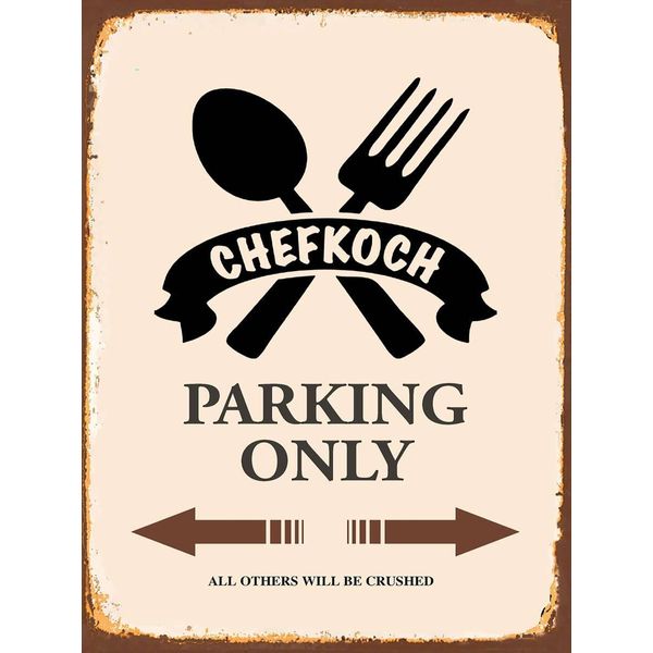 Vianmo Insegna In Legno 40X30 Cm Chefkoch Parking Only-image