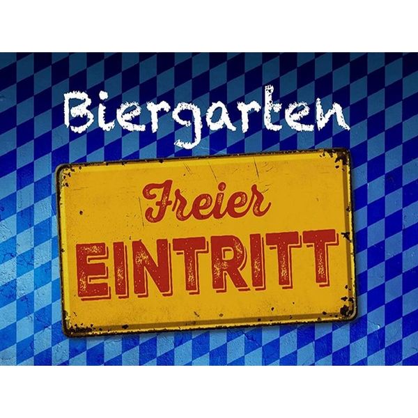 Vianmo Insegna In Legno 30X40 Cm Bayern Biergarten Freier Eintritt-image