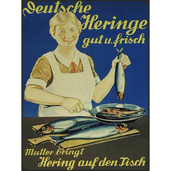 Vianmo Insegna In Legno 40X30 Cm Fisch Deutsche Heringe Gut Frisch Dekoschild-image
