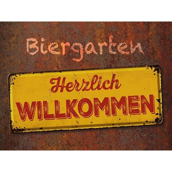Vianmo Insegna In Legno 30X40 Cm Biergarten Herzlich Willkommen-image