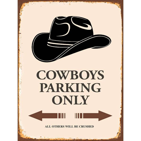 Vianmo Insegna In Legno 40X30 Cm Cowboys Parking Only-image