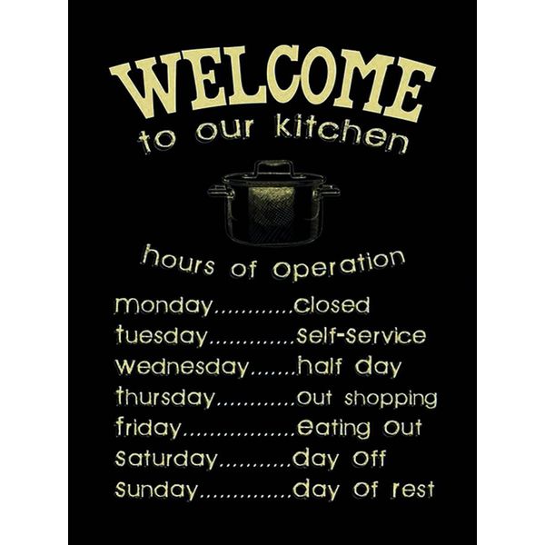 Vianmo Insegna In Legno 40X30 Cm Welcome To Our Kitchen Hours-image