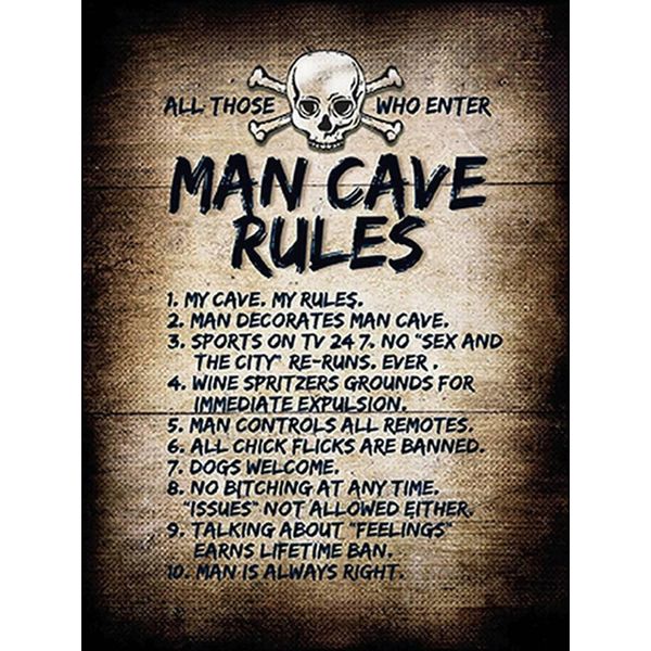 Vianmo Insegna In Legno 40X30 Cm Man Cave Rules Totenkopf-image