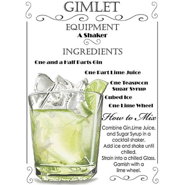 Vianmo Insegna In Legno 40X30 Cm Alkohol Gimlet Equipment Ingredients-image