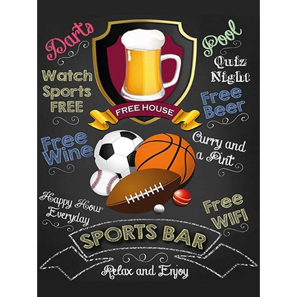 Vianmo Insegna In Legno 40X30 Cm Sports Bar Happy Hour Beer Darts-image