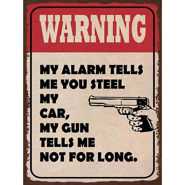 Vianmo Insegna In Legno 40X30 Cm Warning My Alarm Tells My Car-image