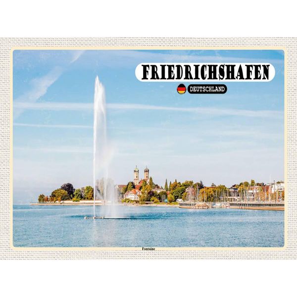 Vianmo Insegna In Legno 30X40 Cm Friedrichshafen Fontaine Fluss-image