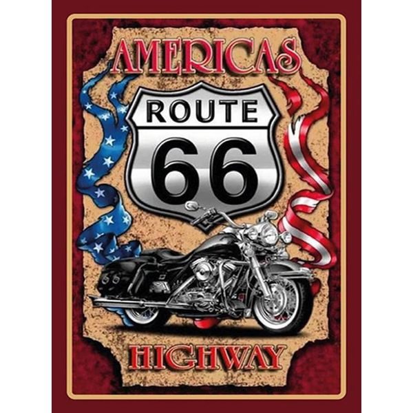 Vianmo Insegna In Legno 40X30 Cm Motorrad Americas Route 66 Highway-image