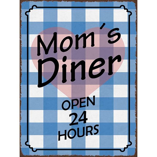Vianmo Insegna In Legno 40X30 Cm Mom´S Diner Open 24 Hours Herz-image