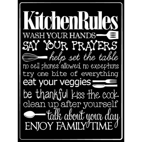 Vianmo Insegna In Legno 40X30 Cm Kitchen Rules Wash Your Hands-image