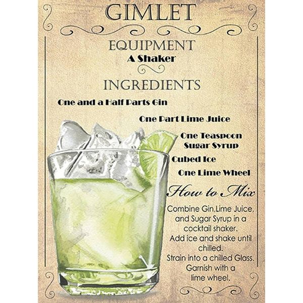 Vianmo Insegna In Legno 40X30 Cm Alkohol Gimlet Equipment Ingredients-image