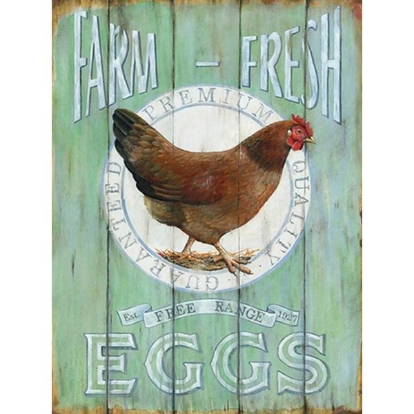 Vianmo Insegna In Legno 40X30 Cm Huhn Farm Fresh Eggs Free Range-image