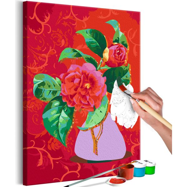 Tessuto Non Tessuto Painting By Numbers - Bouquet In Un Vaso Viola 40X60 Cm Fiori N-A-1676-E-A-image