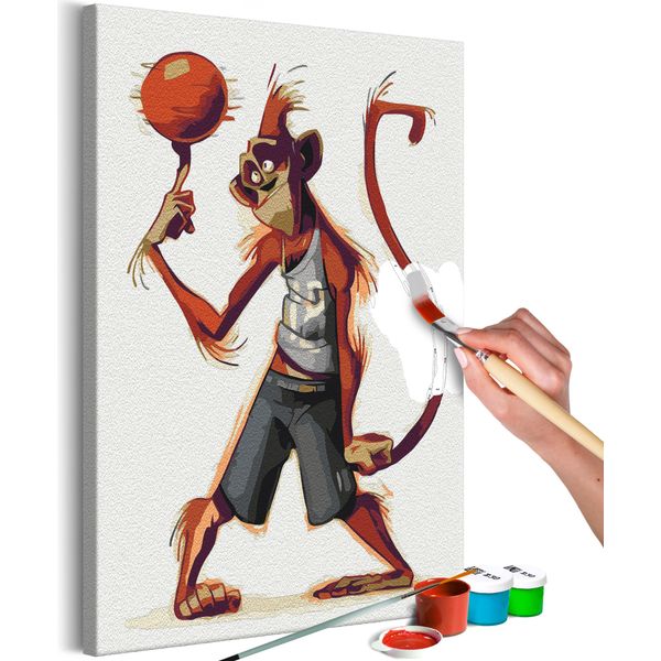 Tessuto Non Tessuto Pittura Con I Numeri - Giocatore Di Basket Scimmia 40X60 Cm Per Bambini N-A-1497-E-A-image